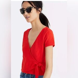 NWOT Madewell Texture & Thread Wrap-Tie Top Ripe Persimmon Women’s Size XS
